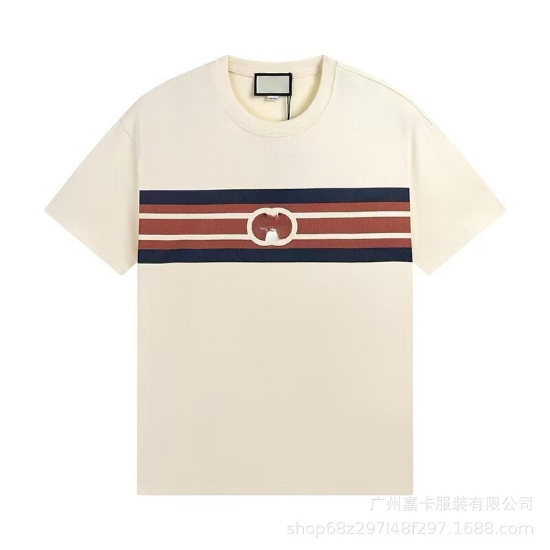 クロスボーダーハイエンドGファミリーTシャツラウンドネックフロントロゴ柄シリーズカジュアル男女同型半袖Tシャツ|undefined