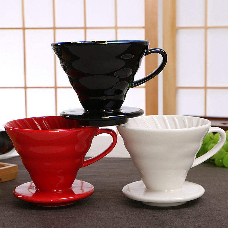Coffee filter Cup ceramic conical hand punching filter Cup spiral pattern drip type 1-2 Cup 2-4 Cup appliance