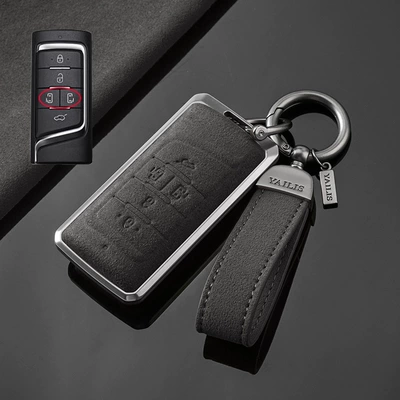 Car key bag, Trumpchi gs4plus Car Key Set - trumpchi-a-tarnish-aluminum-alloy-cement-ash-turn-fur-hand-rope-buckle