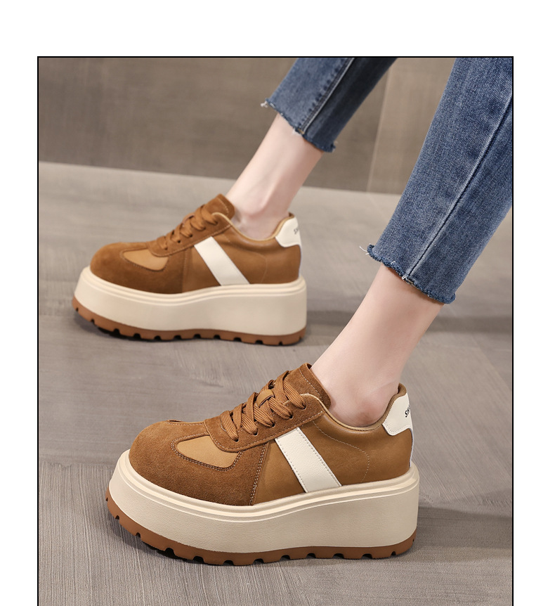 Giày thể thao nữ đế dày nâng chiều cao, sneaker chunky đế bánh mì mềm — màu đen chi tiết 12