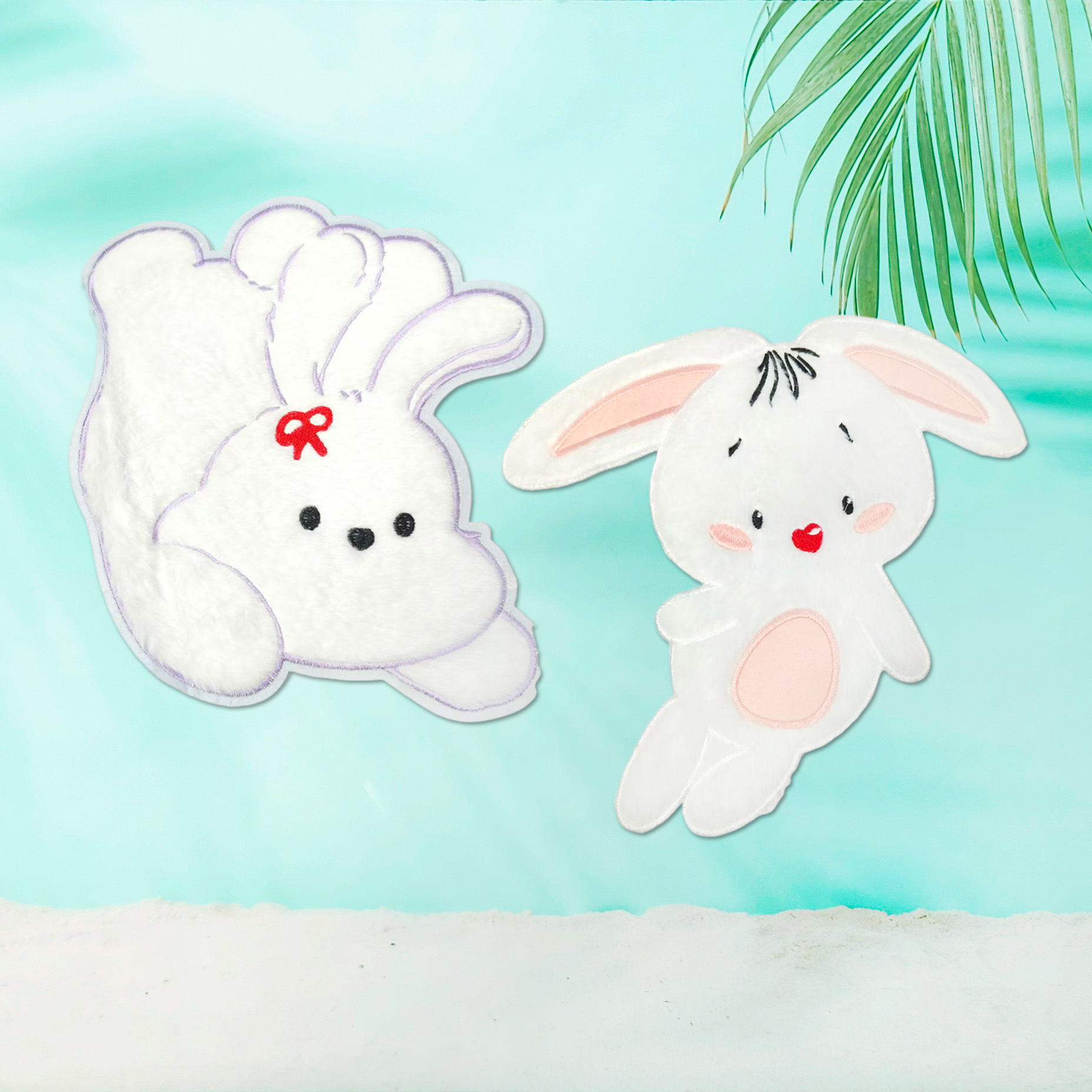 可爱毛毛兔子刺绣补丁贴字母服装帽子手工diy配件徽章批发破洞 贴