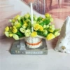 Large flower basket + camellia rose yellow