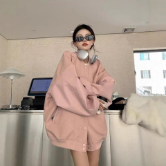 粉色棒球服外套女春秋ins美式复古学生韩版宽松港风短款夹克外套