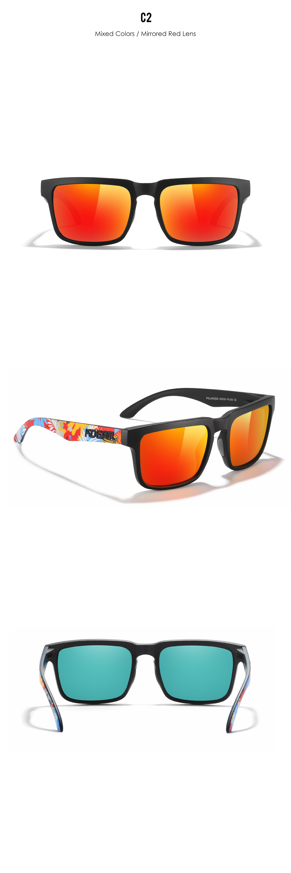 Casual Color Block Tac Square Full Frame Sports Sunglasses display picture 11