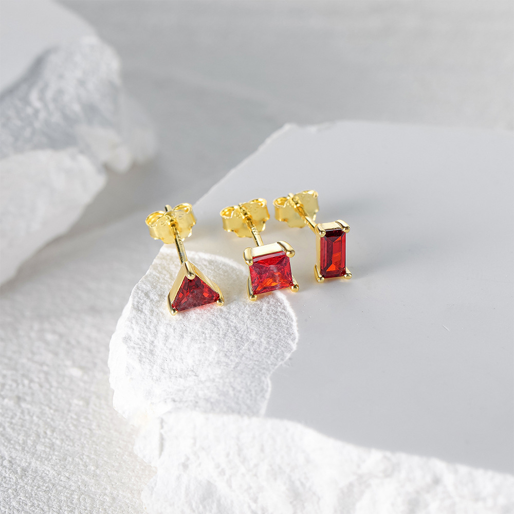 3g Weight Zircon Inlay Material Ear Studs Classification 3 Pieces Set Quantity Daily Occasion 925 Sterling Silver Material Geometric Pattern Women's Gender Plating, Inlay Design Simple Style Style 3 Pieces Set 925 Sterling Silver Zircon Geometric Ear Studs 24