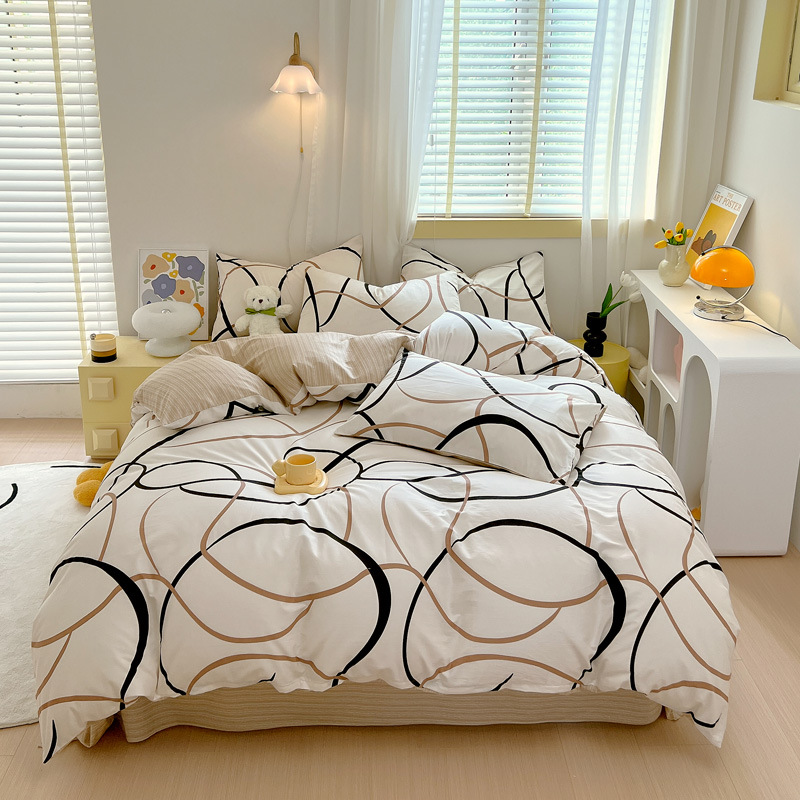 Algodón de cuatro piezas de ropa de cama de algodón 2025, nuevo edredón de flores frescas, sábanas de dormitorio de tres piezas de cuatro estaciones