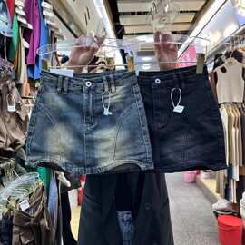 档口实拍图片新高腰A字牛仔短裙女辣妹显瘦高腰提臀紧身热裙5108