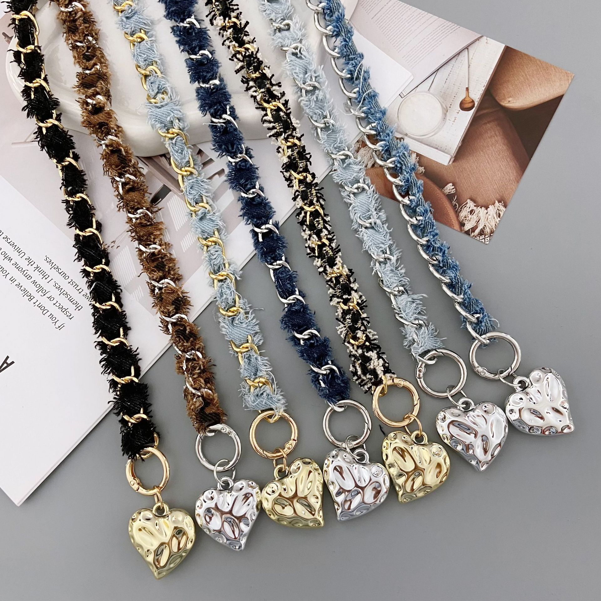 New Style Chanel-Inspired Denim Phone Lanyard, Trendy Portable Short Women's Phone Chain Bag Accessory