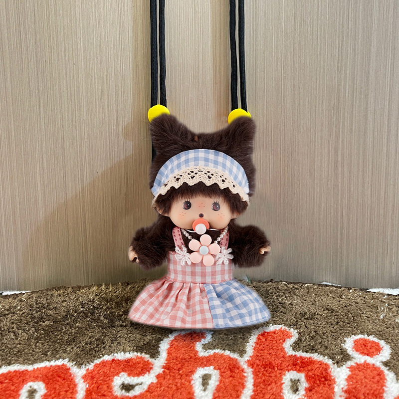 モンキーチェリー ぬいぐるみ かわいい 韓国風 クロスボディ 携帯電話バッククリップ 人形 携帯電話ケース ストラップ付き|undefined