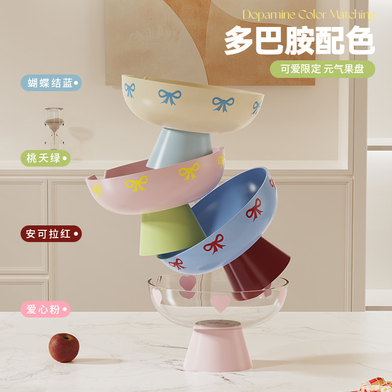 大号多巴胺元气果盘轻奢风高档摆放零食盘创意家用高颜值高脚水果