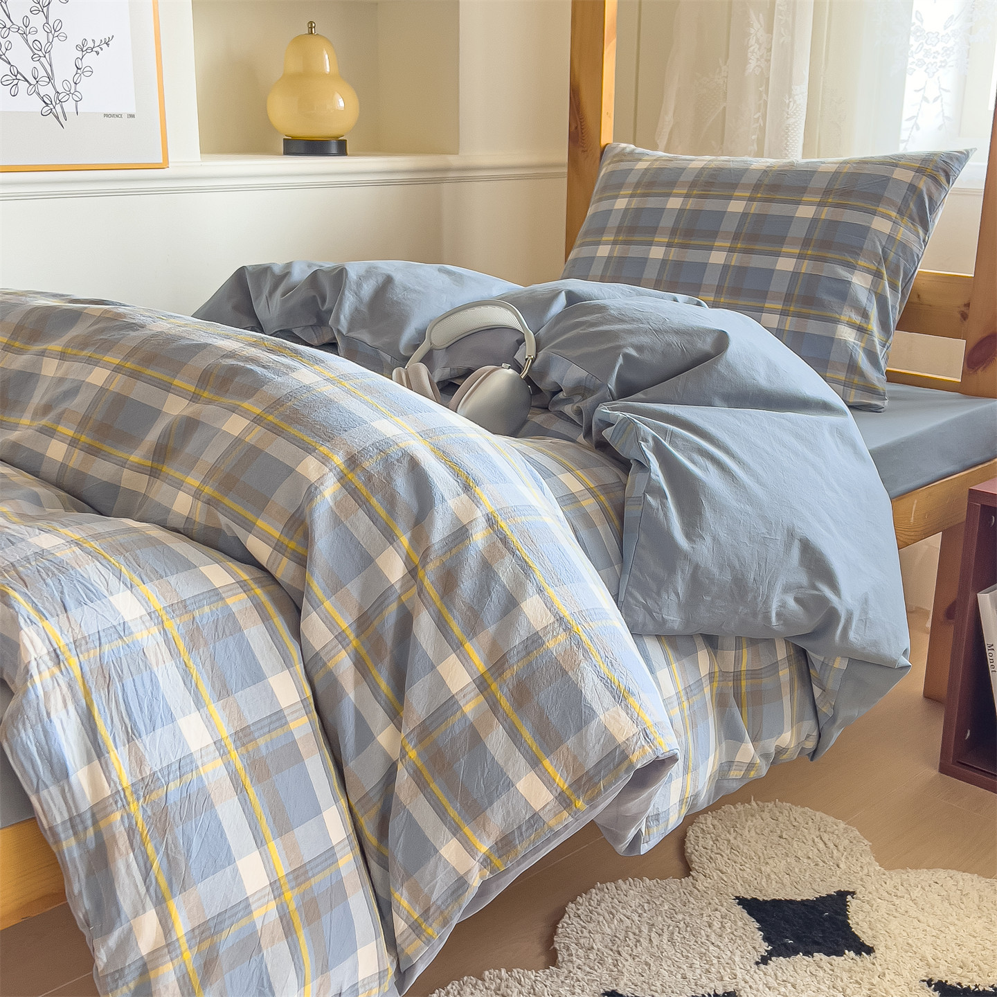 Juego de cama de dormitorio de estudiantes de tres piezas de algodón puro 2025 nuevas sábanas de cuatro piezas fundas de edredón