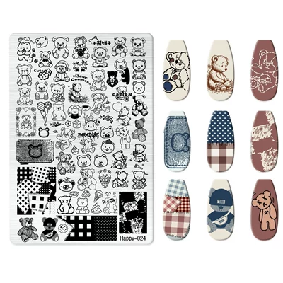 Dırnaq bəzəkləri: Nail Art Stamping Plate Kt - happy-024-with-back-plate