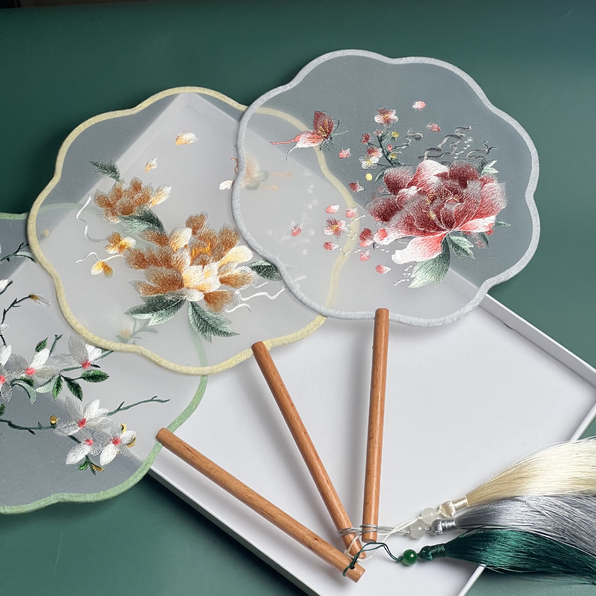 Double-sided Embroidered Round Fan*Hanfu Anime Accessory*Chinese Style Cheongsam*Lotus and Crane Ancient Style Round Fan