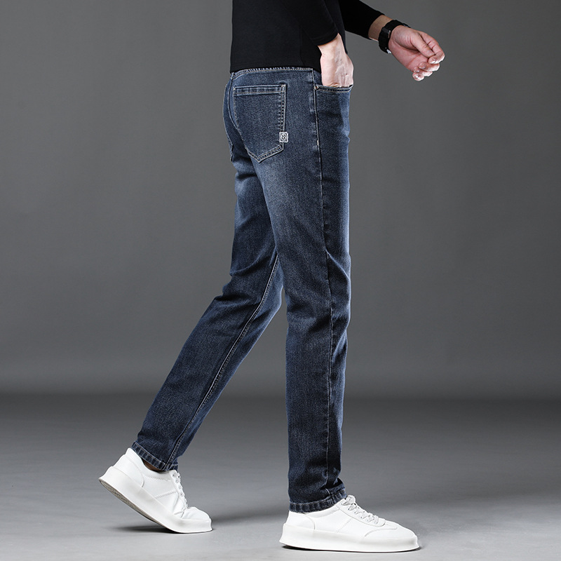 Men's jeans with three-dimensional slim fit and versatile casual straight leg pants_voghion.com