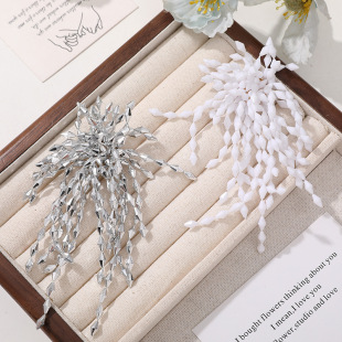 Ins South Korea same style fireworks tassel silver flower diy hand woven beaded headdress shoes flower material wholesale