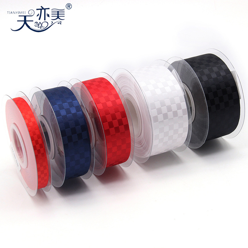 Tianyi Mei cinta de diamante cinta de satén a cuadros DIY accesorios de embalaje hechos a mano cinta