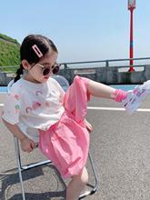 女童T恤宝宝夏季韩版儿童洋气薄款短袖t网红卡通小女孩夏装两件套