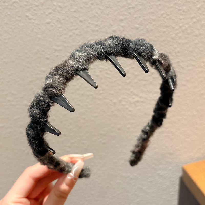 夏季气质波浪发箍女蓬松毛绒编织发饰彩色压发带高级感固定头箍|undefined