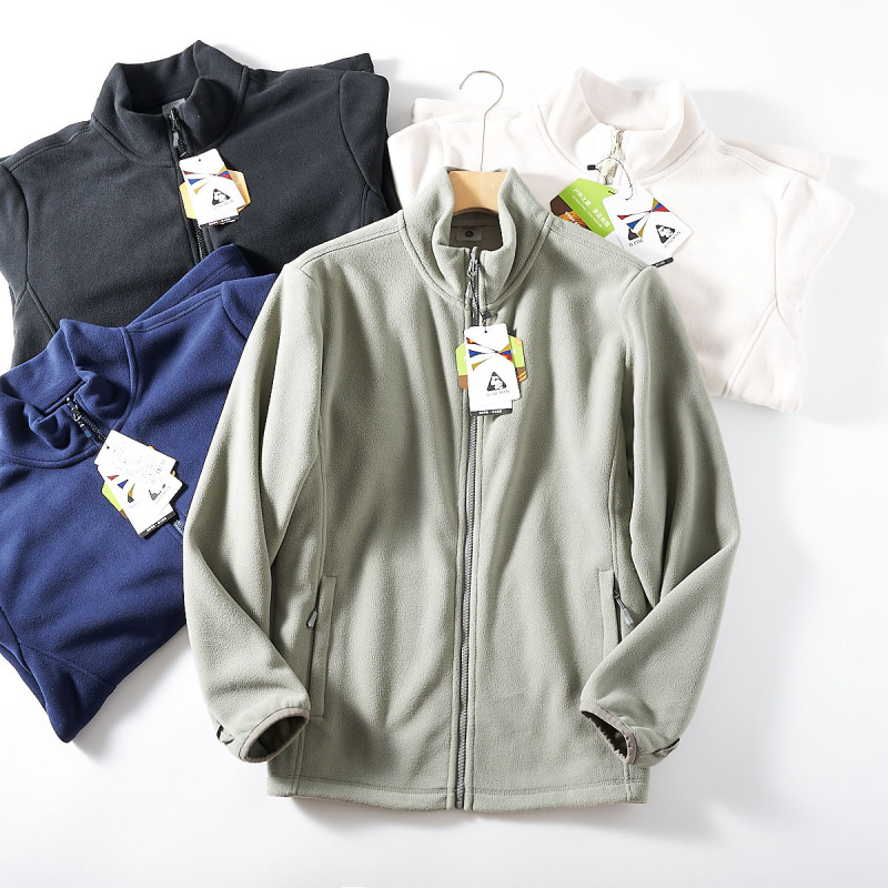 【Foreign Trade Order~Double-Sided Fleece - Thickened for Warmth】Men's Outdoor Fleece Jacket with Stand Collar for Autumn and Winter