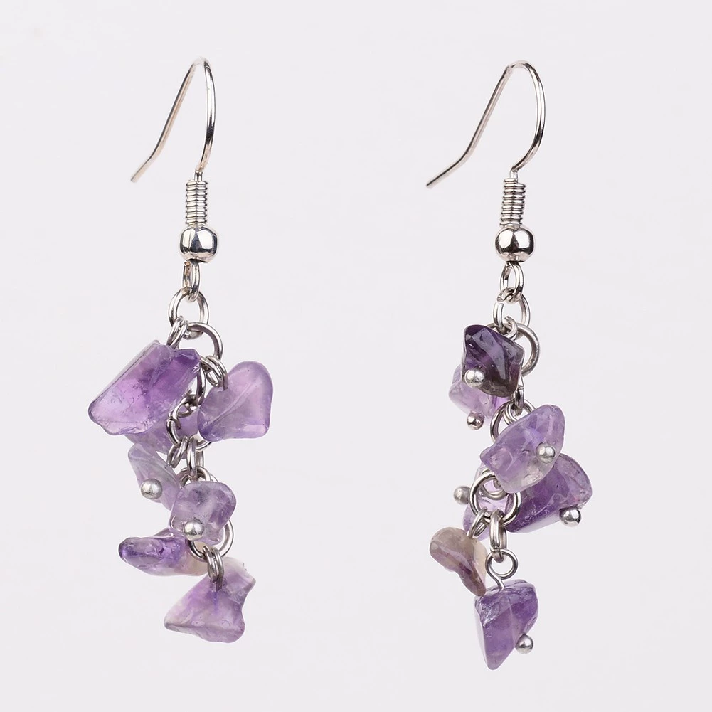 Natural water, crystal, sapphire earrings, accessory, (Cross-border trading)