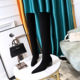 009-20 Pointed knee length boots for women in autumn and winter, new elastic thin boots, thick heels, suede, thin, versatile high boots