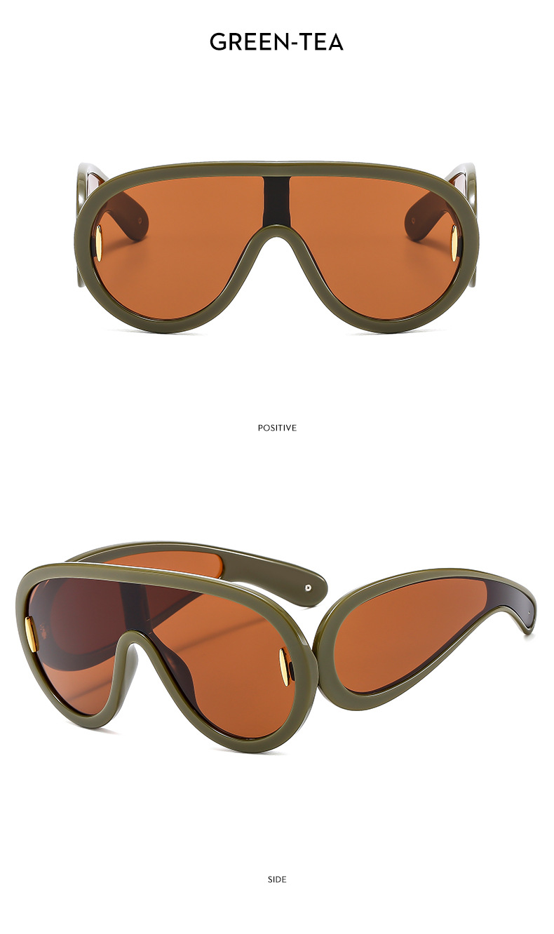 New large frame integrated lens fashionable punk futuristic sunglasses, ins sunglasses_voghion.com