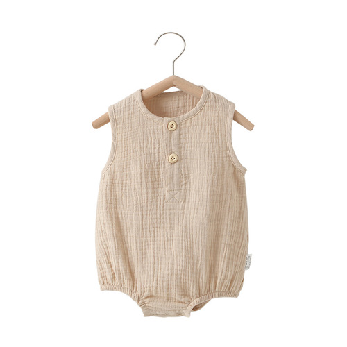 Baby Sleeveless One-piece Bodysuit Summer Thin Romper Triangle Harness Newborn Summer Clothes Pure Cotton Gauze Baby