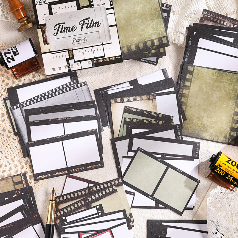 Nostalgic note material no adhesivo caja de cubierta de papel diy cuaderno diario decoración material de base puede escribir papel de notas