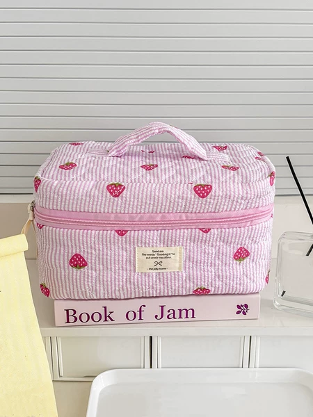 Fuchsia strawberry, cosmetic bag