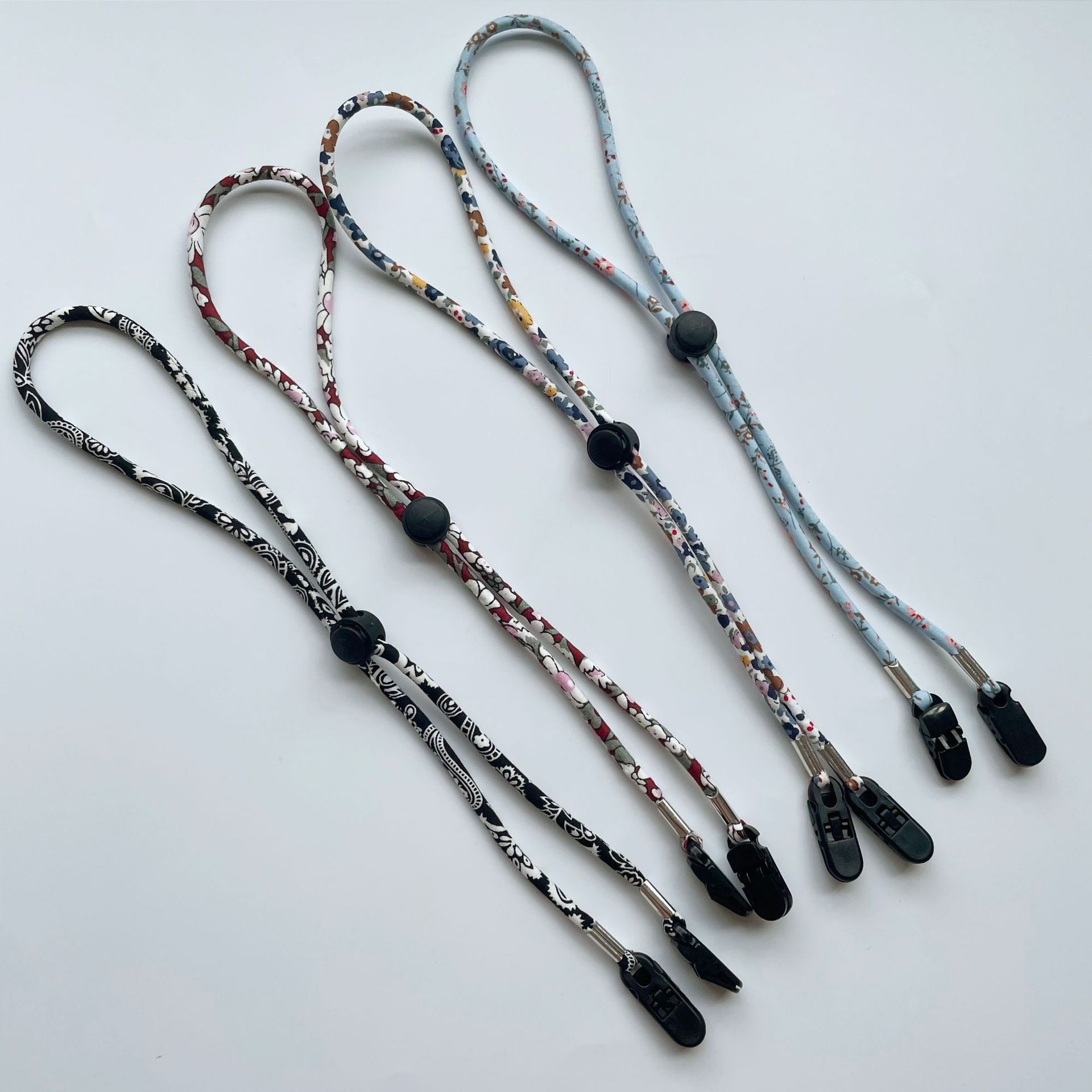 厂家直销可调节防风绳花朵棉布不勒脖口罩防丢挂绳挂钩挂脖