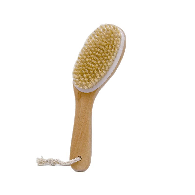 Cepillo de melena de cerdo de madera maciza transfronterizo Cepillo de baño Cepillo de sisal de mango curvo Cepillo de espalda para frotar artículos de primera necesidad populares