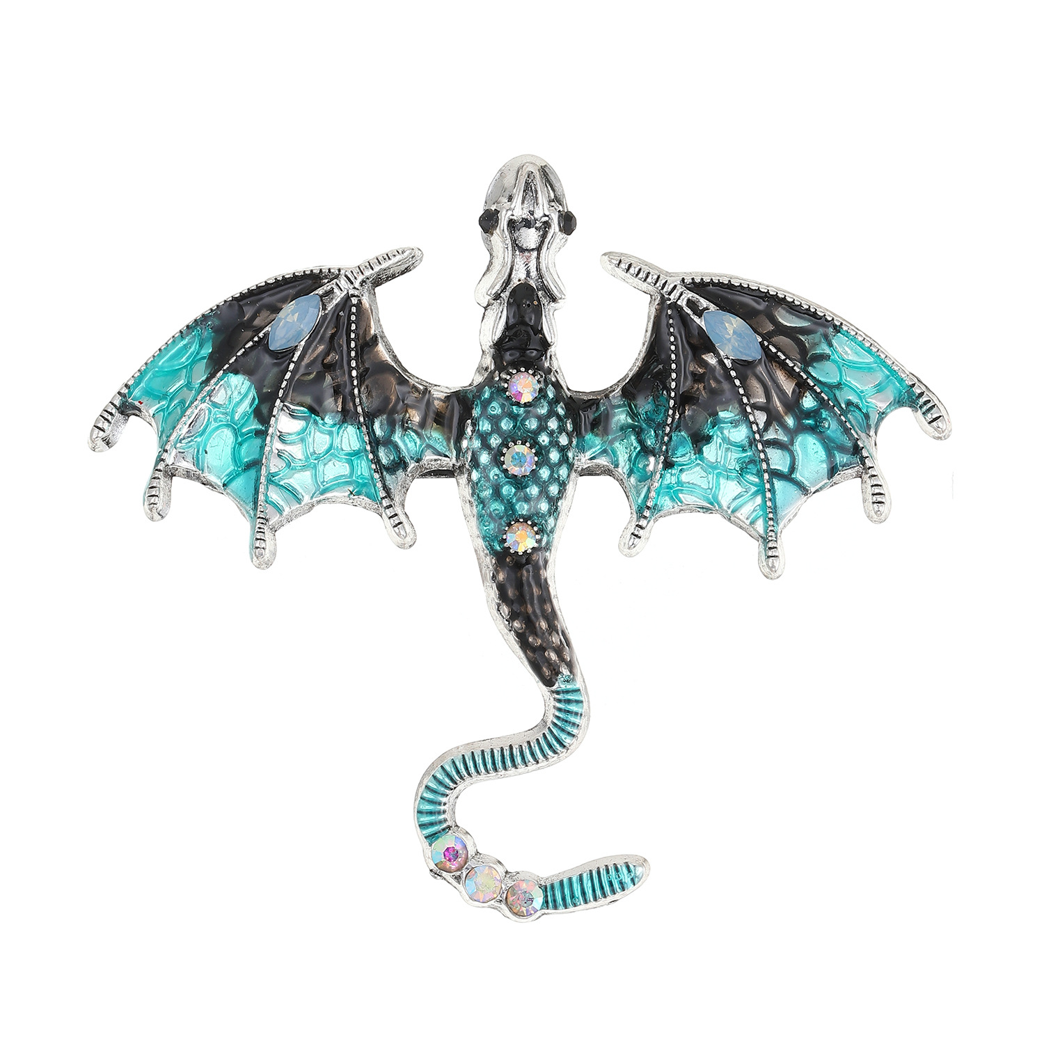 Spilla da bavero retrò Drago smaltato vintage Spilla animale da uomo europea americana tempestata di diamanti, spilla personalizzata transfrontaliera, abito e_voghion.com