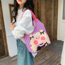 2025新款单肩包女韩国可爱女孩格子大容量学生托特布包背心包批发