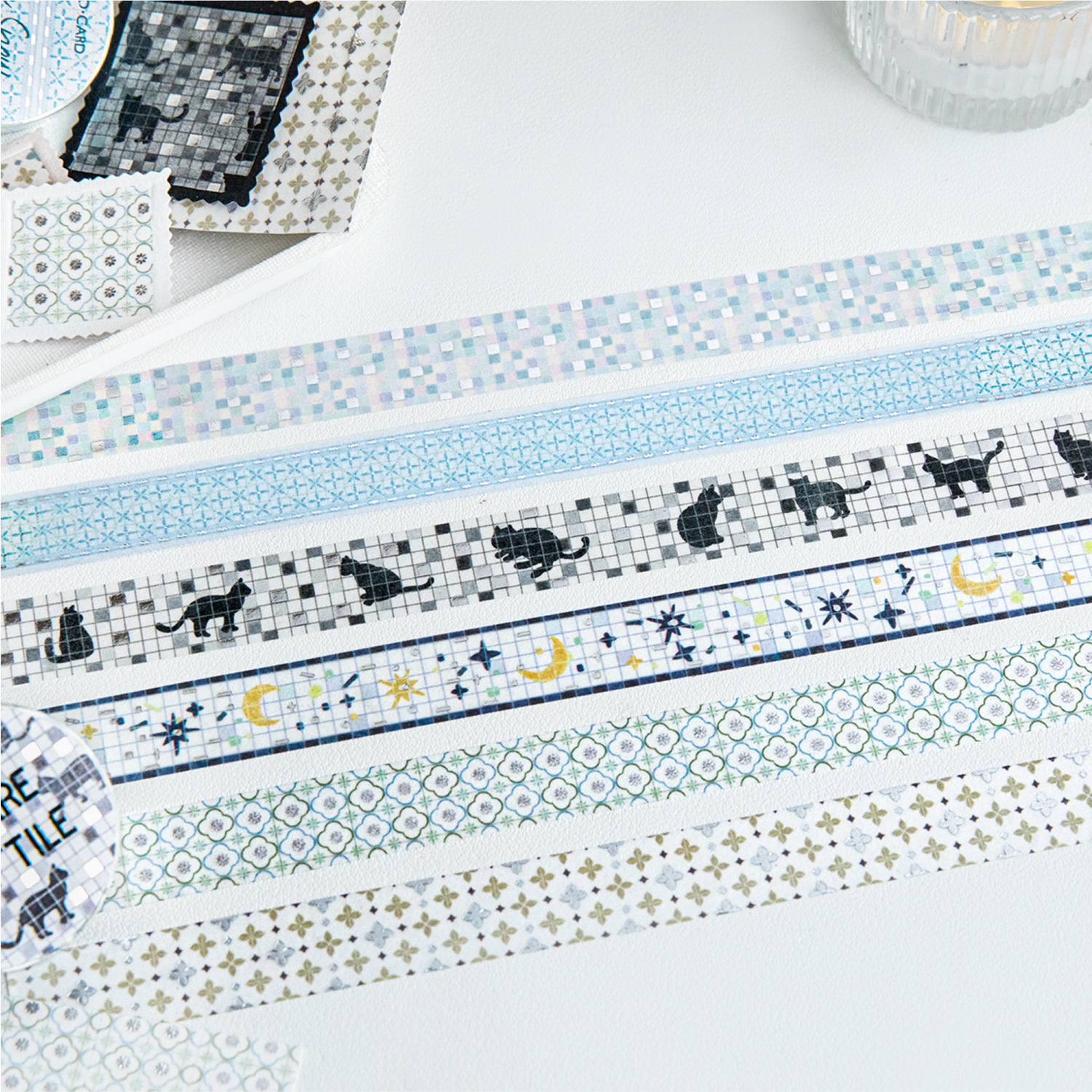 Momo Silver Foil Washi Tape Colorful Brick Series Creative Versatile DIY Journal Background Decoration Collage Paper