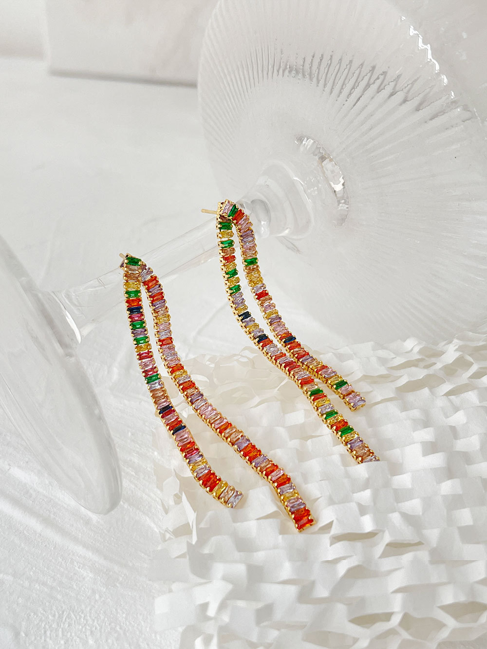 Fashion Tassel Copper Plating Inlay Zircon Drop Earrings 1 Pair