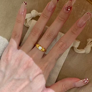 中古交叉绳结镶钻线条戒指女小众时尚独特设计轻奢高级感开口指环