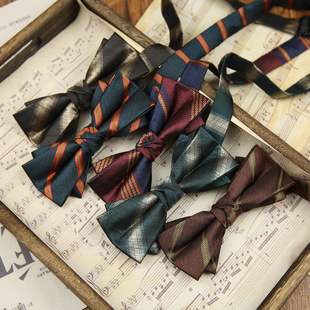 Men's and women's bow tie wedding British formal dress vintage bow wedding host casual wine red dark green