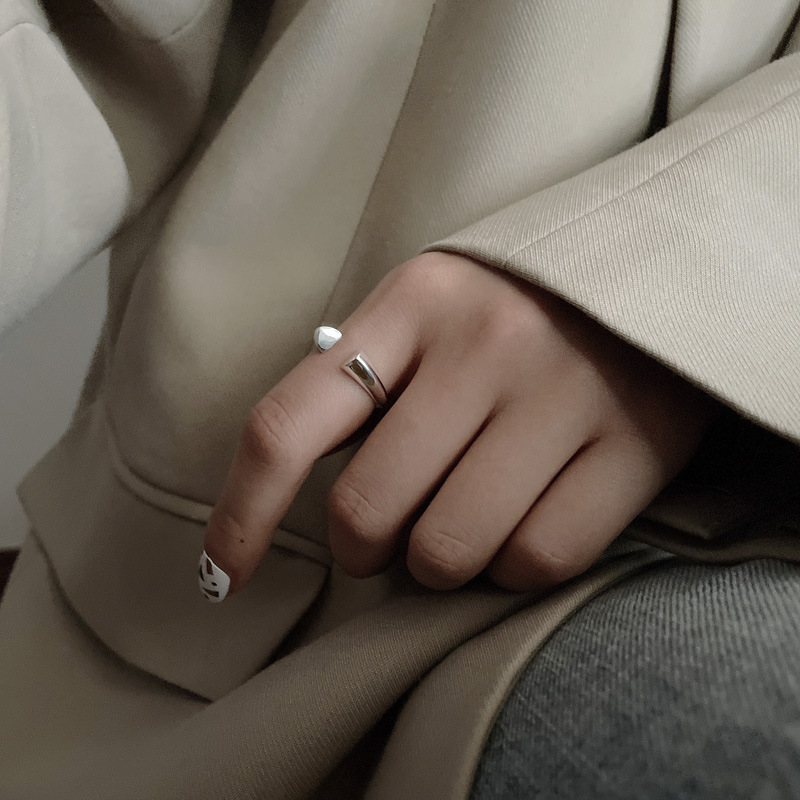 Yinhange Korean Style 925 Sterling Silver Ring Fashion Simple Argent Pur Love Smooth Opening Ring Br