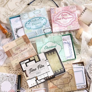 Nostalgic note note paper non-sticky material paper cross-border retro collage backing hand note sticker