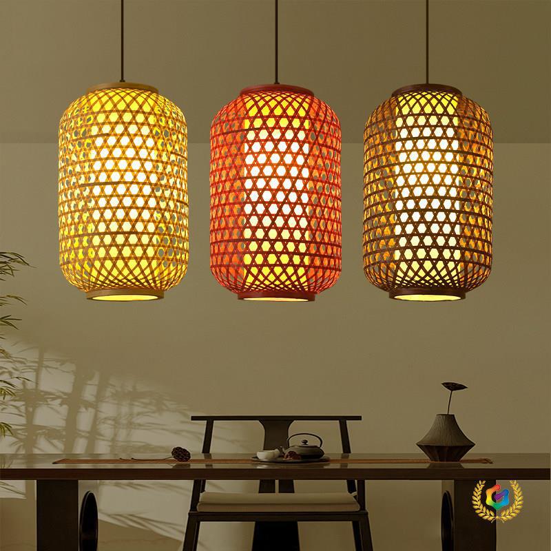 Bamboo Lanterns in Retro Style, Custom-Made Bamboo Woven Lampshades with Printed Text, Chinese-Style Hot Pot Restaurant Outdoor Bamboo Art Dining Hanging Lights