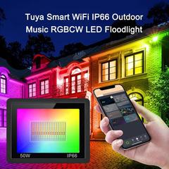 クロスボーダー投光器tuyaスマート屋外フラッドライトRGB庭リモコンリモートコントロール50W100Wアマゾン