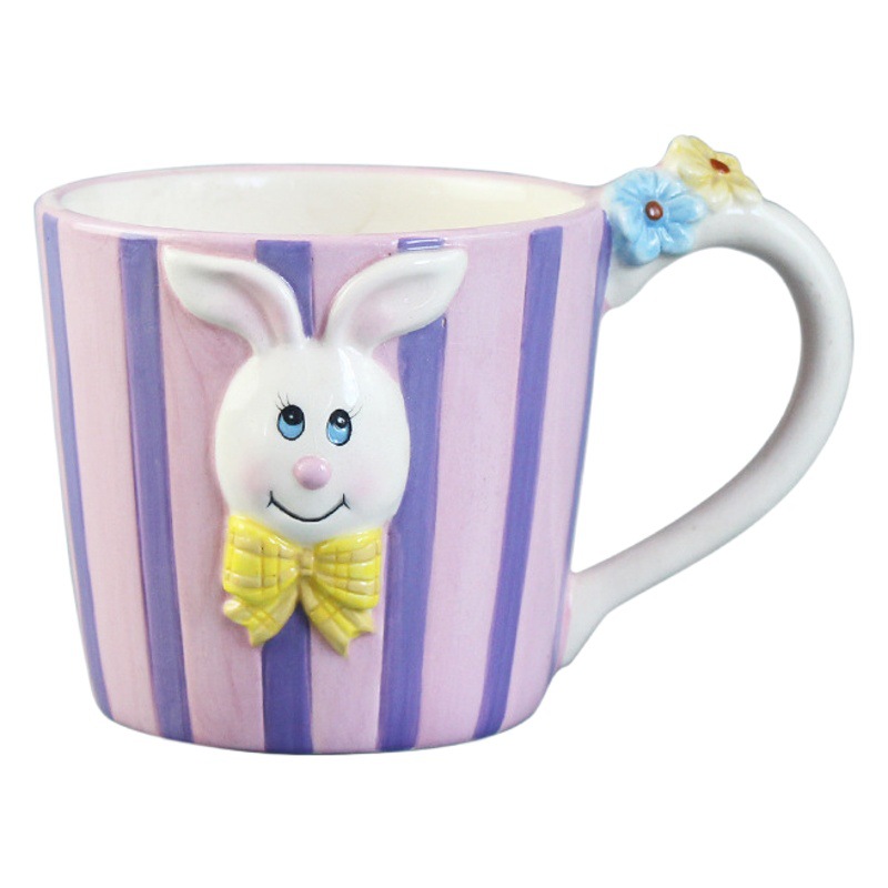 Lindo conejo de dibujos animados creativo Taza de cerámica conejo taza de leche taza de desayuno para niños taza de agua taza de café