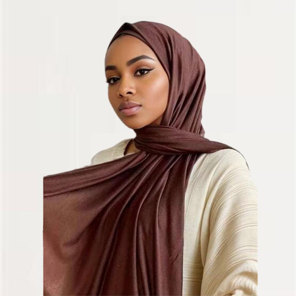 Mercerized Cotton Fashionable Solid Color Stretch Gold Rolled Edge Women's Wide Edge Breathable Turban Scarf High Quality Shawl Turban