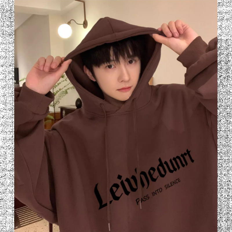 Teenager Hooded fleece-lined Sweatshirt Trendy Brand Men's New American Style 2024 Spring and Autumn oversize Clothes Jacket Teenager Hooded fleece-lined Sweatshirt Trendy Brand Men's New American Style 2024 Spring and Autumn oversize Clothes Jacket