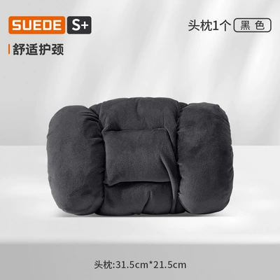 Car Neck Pillow, Waist support - lamb-plush-black-headrest