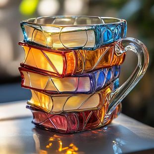 Painted Book Mug Painted Book Cup 3D Painted Book Coffee Cup Unique Book Stacking Coffee Cup