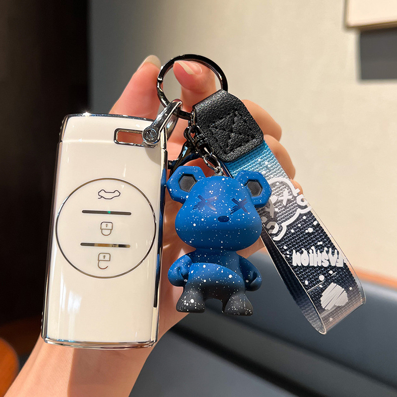 체리 G-스마트 3 키 [싱글 쉘 화이트] + 블루 폭력 곰 펜던트