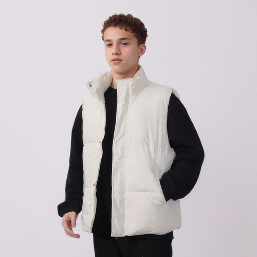 Men's vest cotton-padded vest autumn and winter stand-collar cold-proof warmth pure color simple loose casual sports cotton-padded coat coat