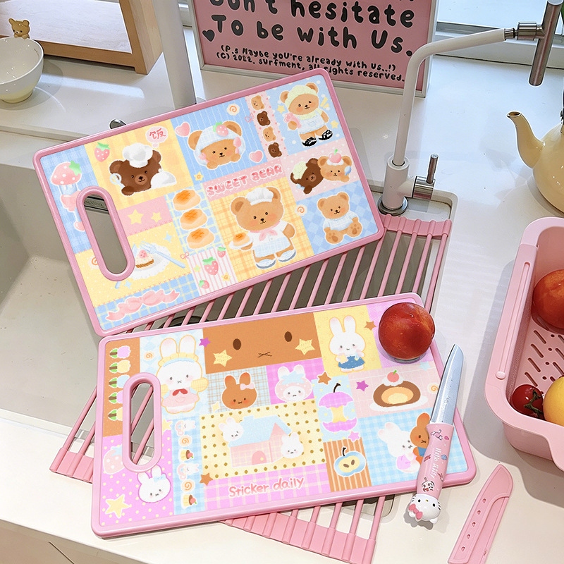 Cartoon Cutting Board for Home Kitchen, Anti-Mold, Antibacterial, Thickened, Food-Grade, Double-Sided for Cutting Vegetables and Fruits