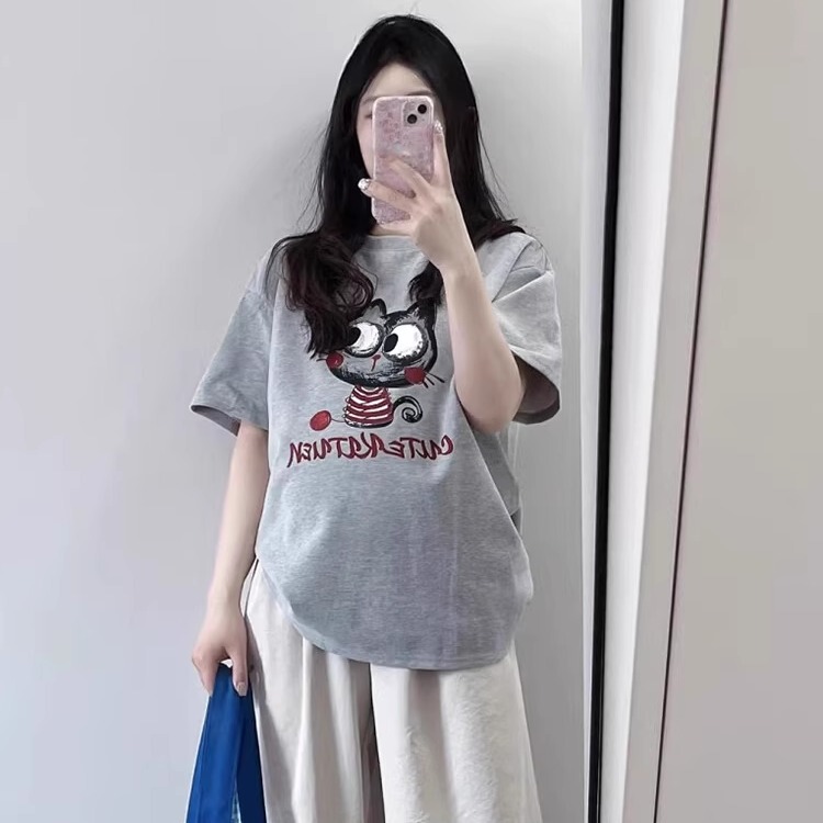 Maternity Clothing Summer New Milk Silk Belly-Covering Gray Short-Sleeved T-Shirt Loose Size Pregnant Women Summer Clothing Maternity Clothing Summer New Milk Silk Belly-Covering Gray Short-Sleeved T-Shirt Loose Size Pregnant Women Summer Clothing